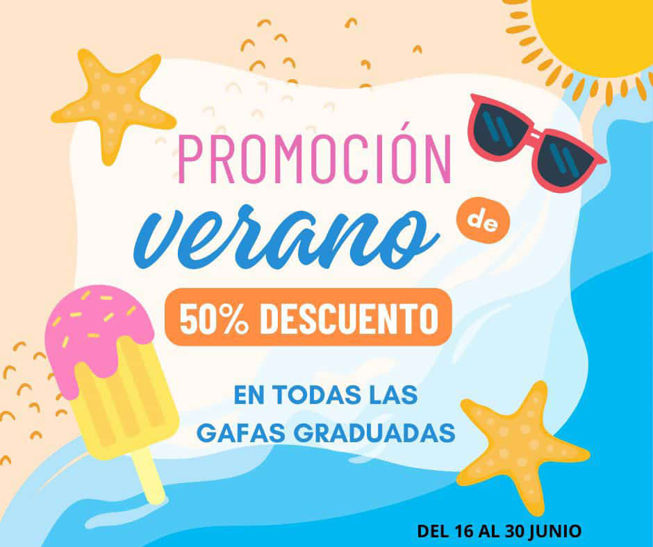 Imagen promoción verano 50% en todas las gafas graduadas